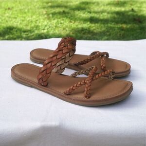 Universal Thread Brown Braided Faux Leather Sandals